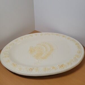 Large Vintage 18"‎ Oval Turkey Platter Thanksgiving Dinner Colorful Design